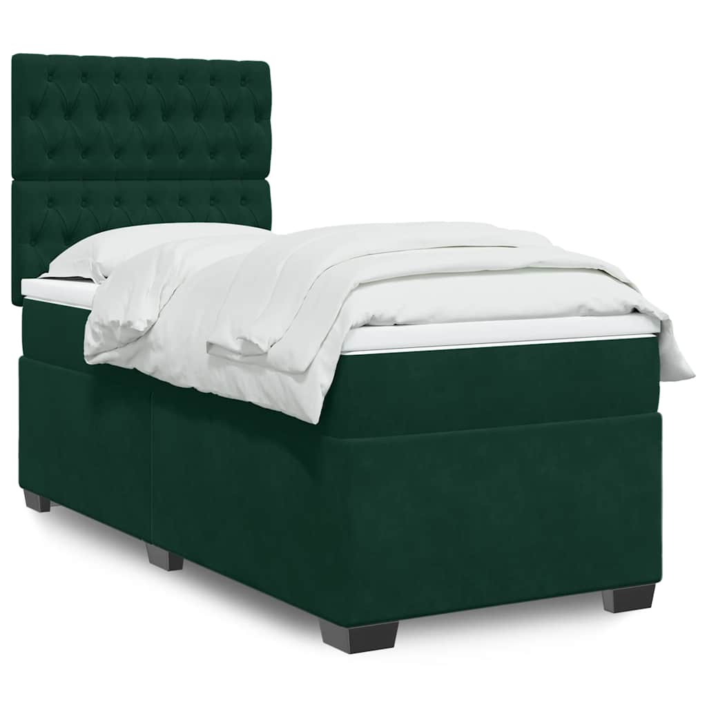 Boxspring met matras fluweel donkergroen 100x200 cm is nu te koop bij PeponiXL, paradijselijk wonen!