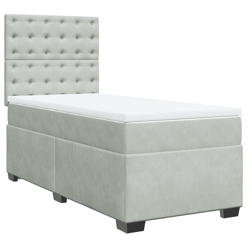 Boxspring met matras fluweel lichtgrijs 100x200 cm is nu te koop bij PeponiXL, paradijselijk wonen!