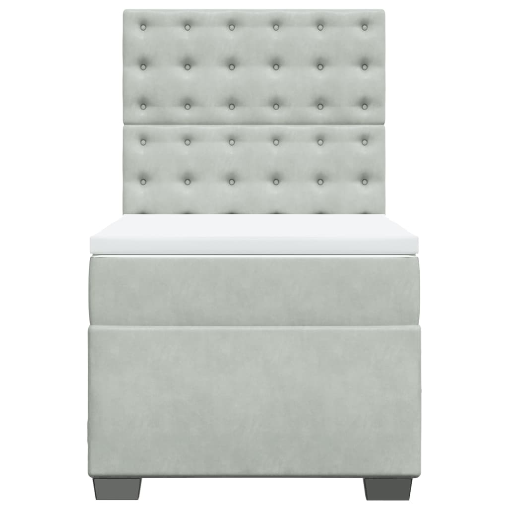 Boxspring met matras fluweel lichtgrijs 100x200 cm is nu te koop bij PeponiXL, paradijselijk wonen!
