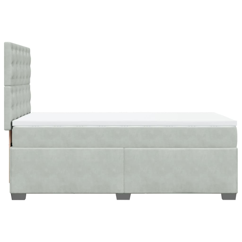 Boxspring met matras fluweel lichtgrijs 100x200 cm is nu te koop bij PeponiXL, paradijselijk wonen!