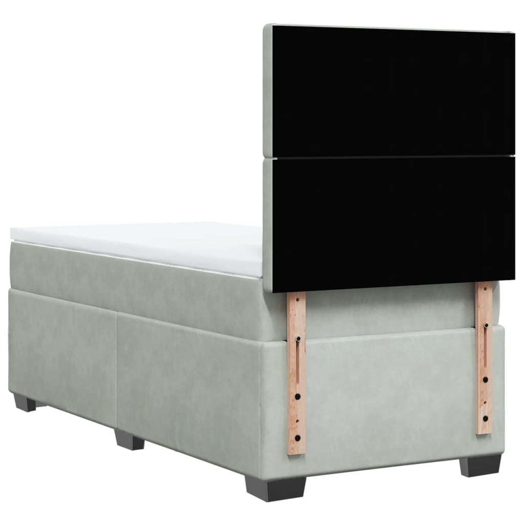 Boxspring met matras fluweel lichtgrijs 100x200 cm is nu te koop bij PeponiXL, paradijselijk wonen!