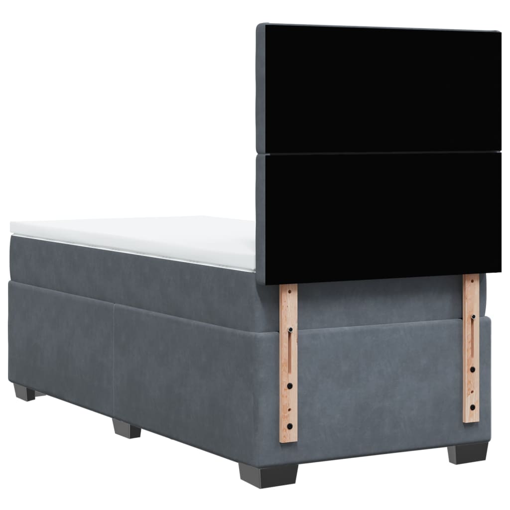 Boxspring met matras fluweel donkergrijs 100x200 cm is nu te koop bij PeponiXL, paradijselijk wonen!