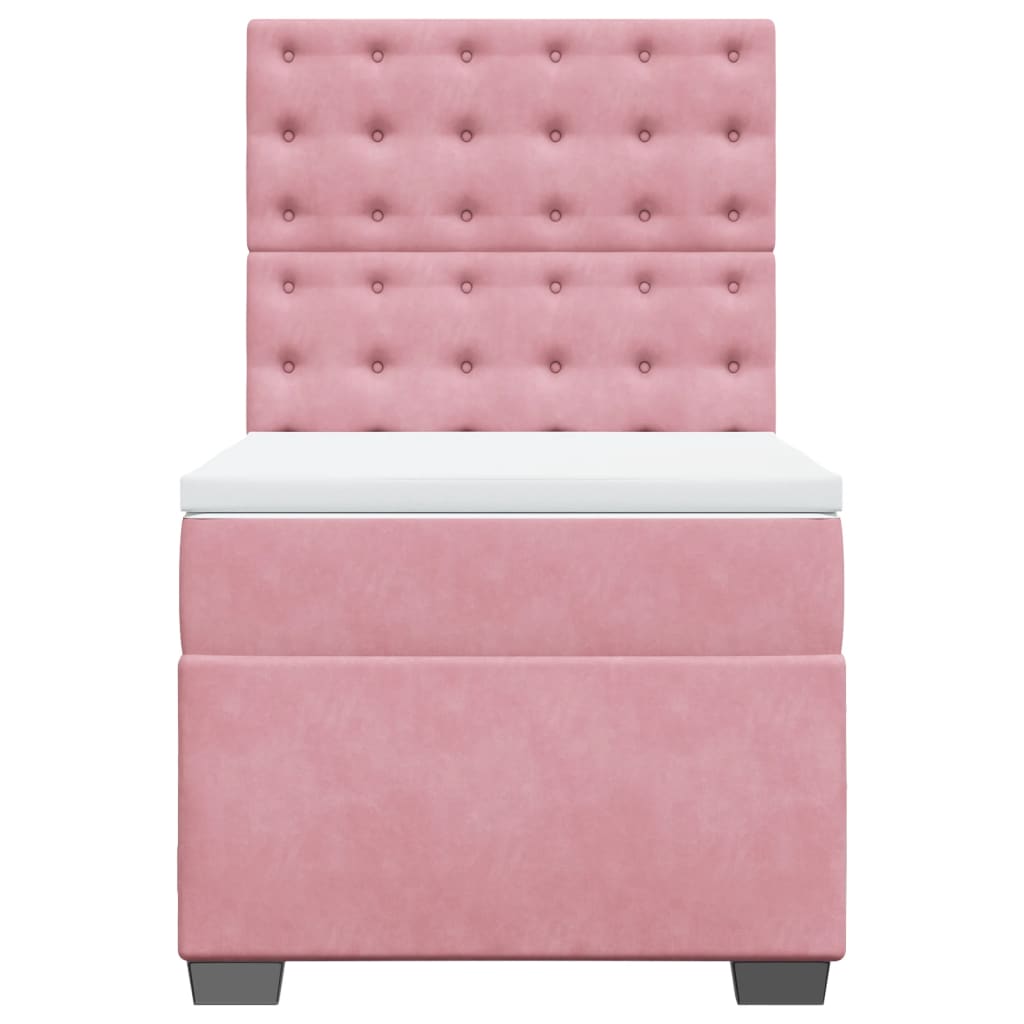 Boxspring met matras fluweel roze 100x200 cm is nu te koop bij PeponiXL, paradijselijk wonen!