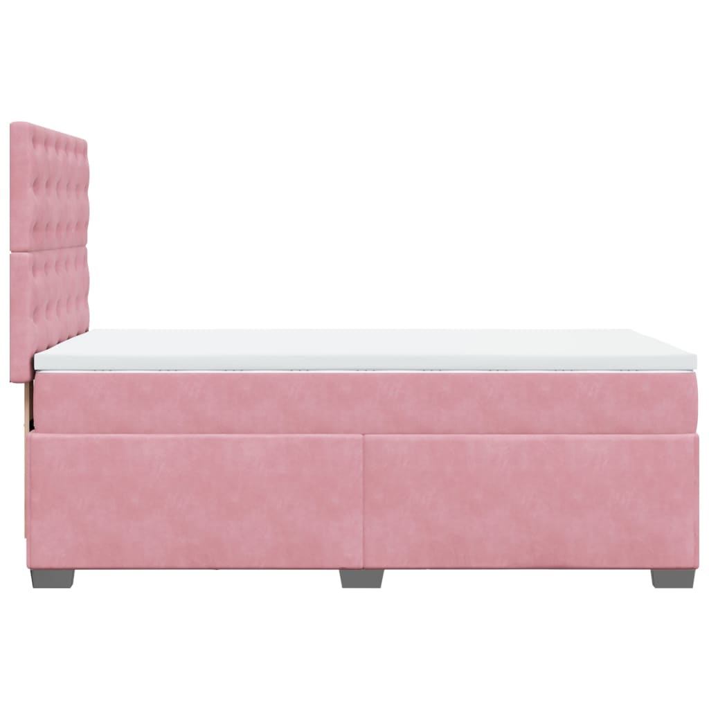 Boxspring met matras fluweel roze 100x200 cm is nu te koop bij PeponiXL, paradijselijk wonen!