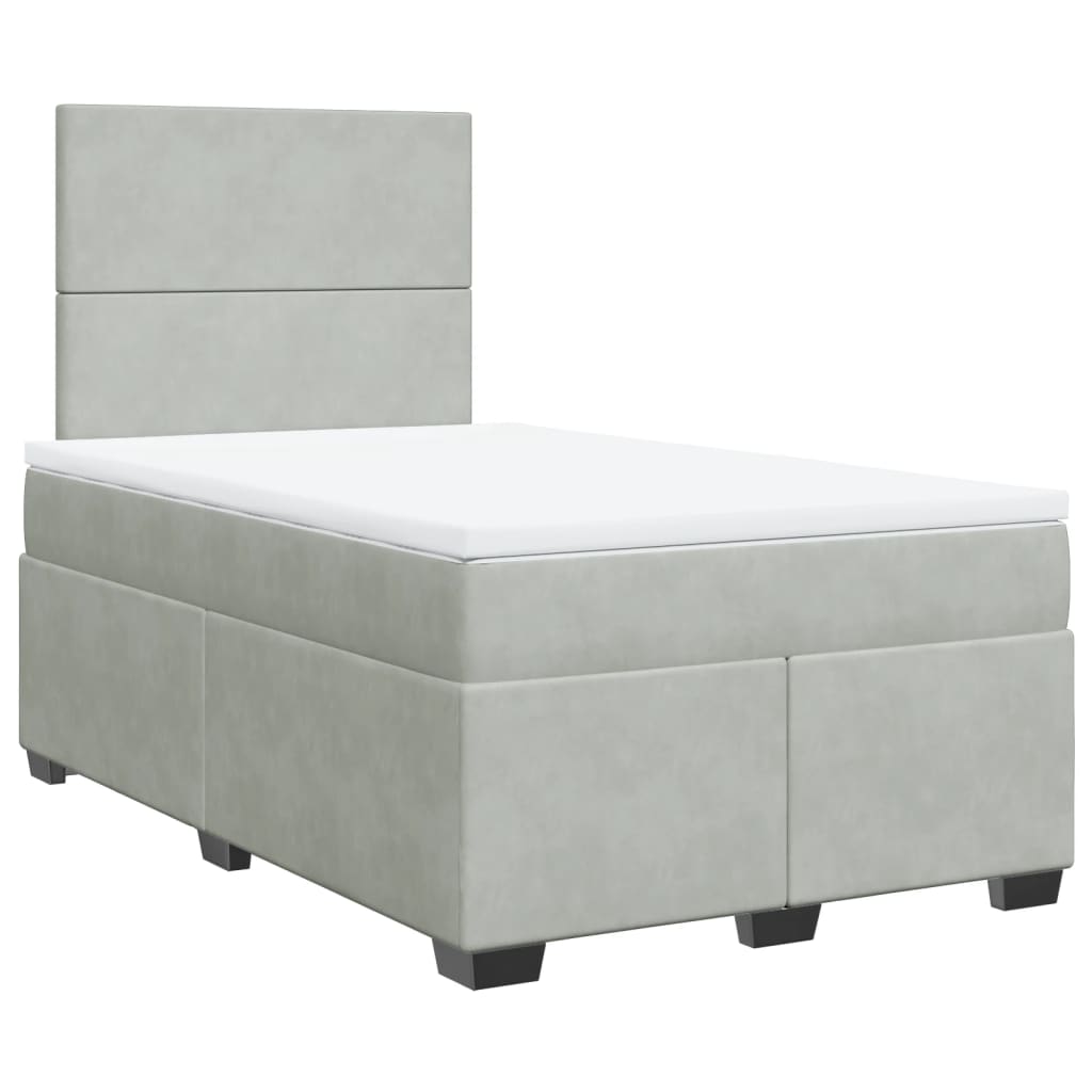Boxspring met matras fluweel lichtgrijs 120x190 cm is nu te koop bij PeponiXL, paradijselijk wonen!