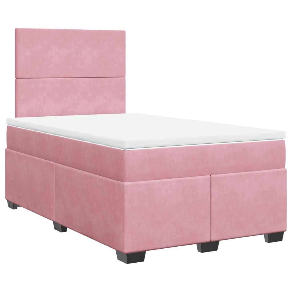 Boxspring met matras fluweel roze 120x190 cm is nu te koop bij PeponiXL, paradijselijk wonen!