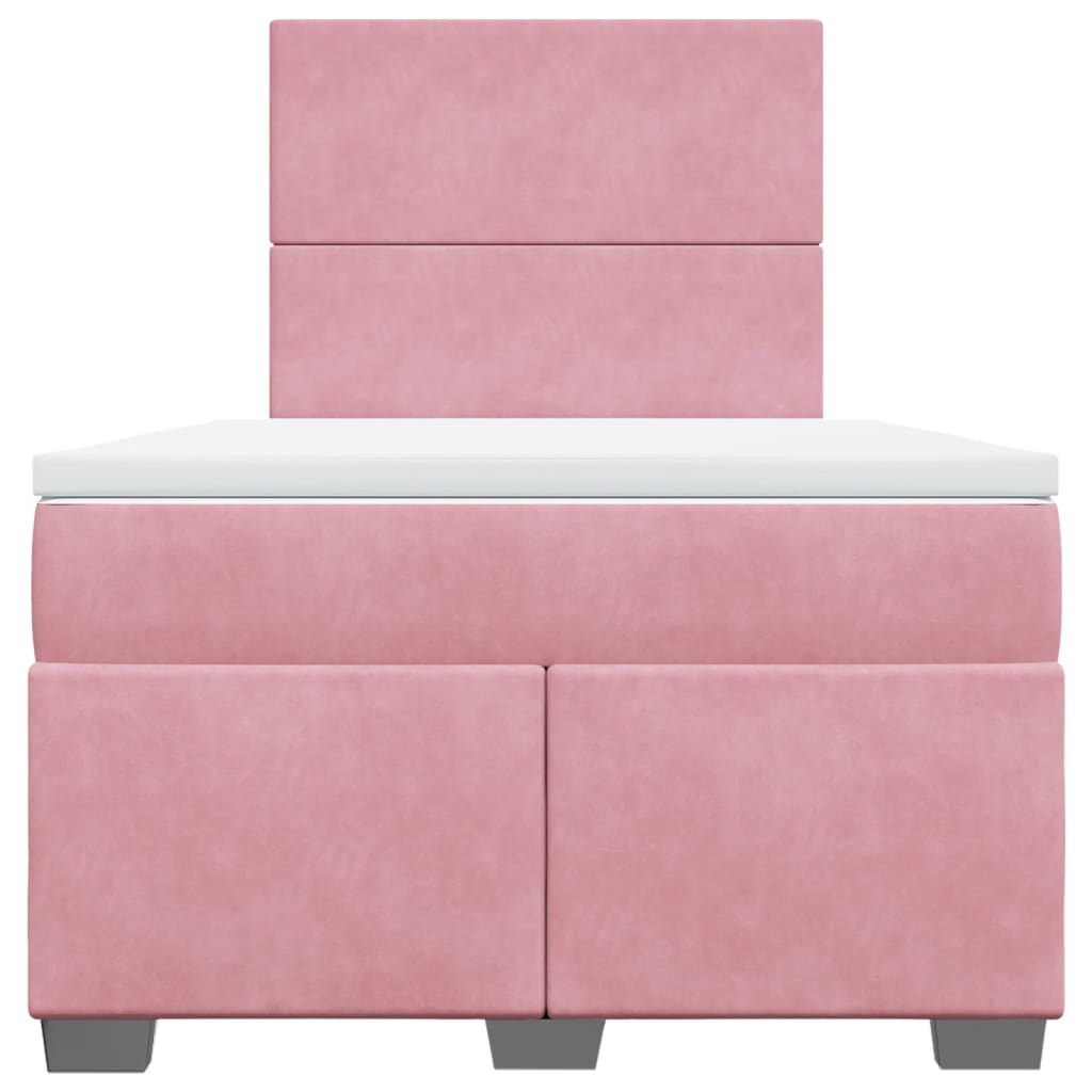 Boxspring met matras fluweel roze 120x190 cm is nu te koop bij PeponiXL, paradijselijk wonen!