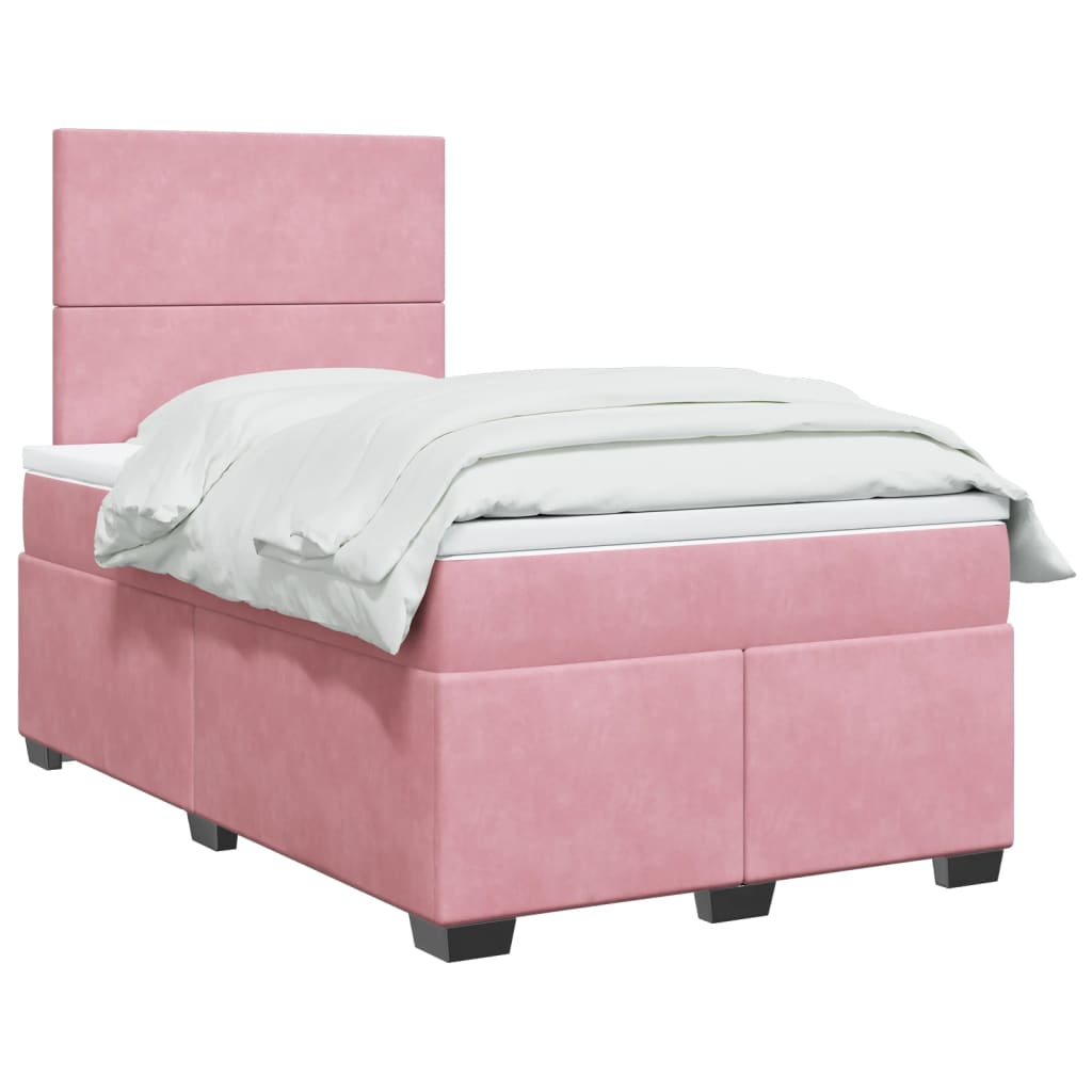 Boxspring met matras fluweel roze 120x190 cm is nu te koop bij PeponiXL, paradijselijk wonen!