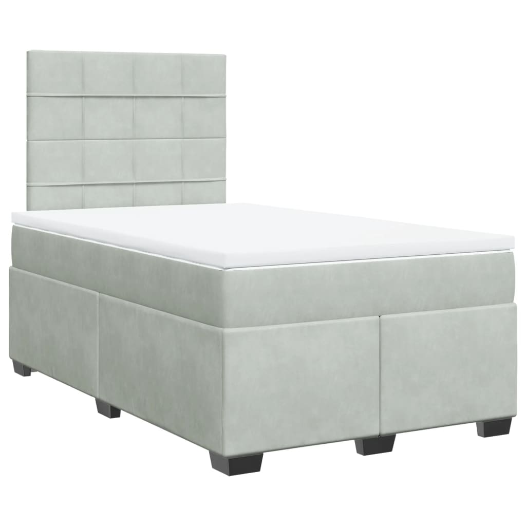 Boxspring met matras fluweel lichtgrijs 120x190 cm is nu te koop bij PeponiXL, paradijselijk wonen!