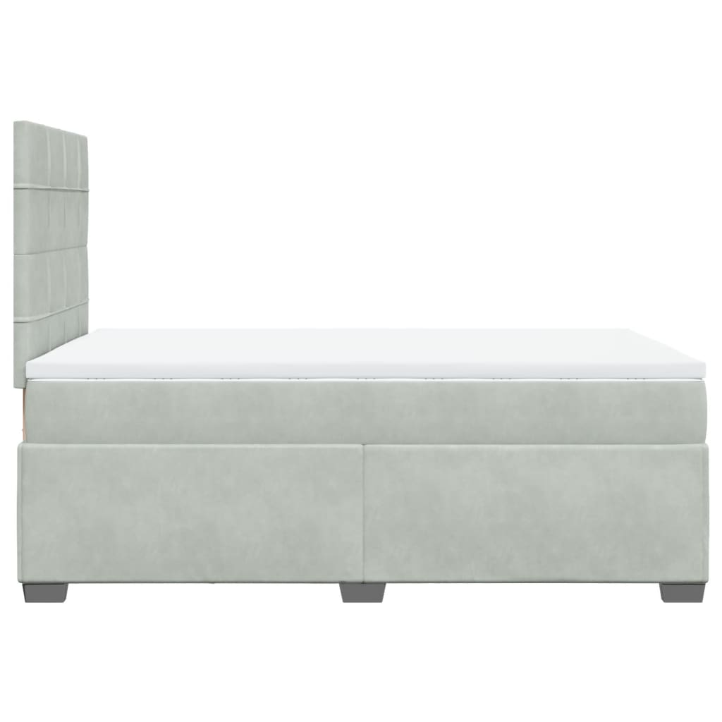 Boxspring met matras fluweel lichtgrijs 120x190 cm is nu te koop bij PeponiXL, paradijselijk wonen!