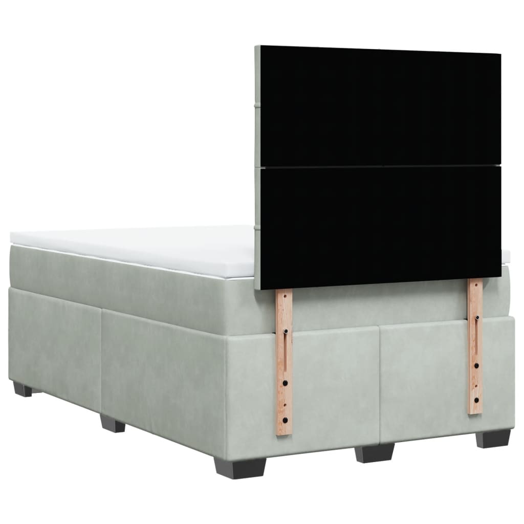 Boxspring met matras fluweel lichtgrijs 120x190 cm is nu te koop bij PeponiXL, paradijselijk wonen!