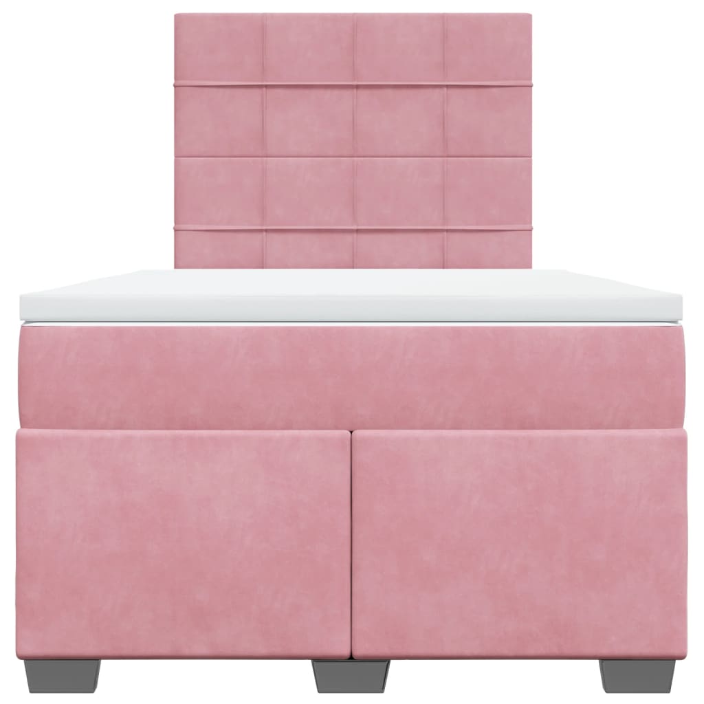 Boxspring met matras fluweel roze 120x190 cm is nu te koop bij PeponiXL, paradijselijk wonen!