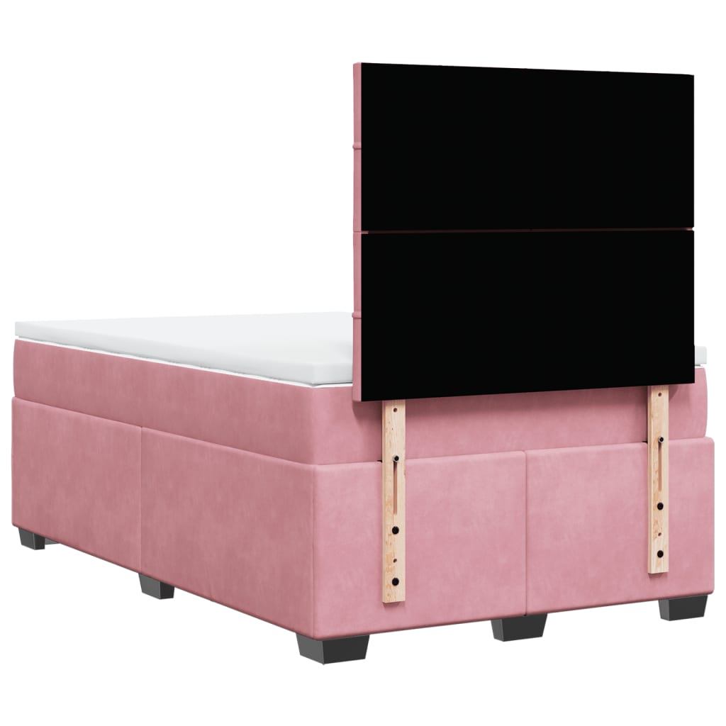 Boxspring met matras fluweel roze 120x190 cm is nu te koop bij PeponiXL, paradijselijk wonen!