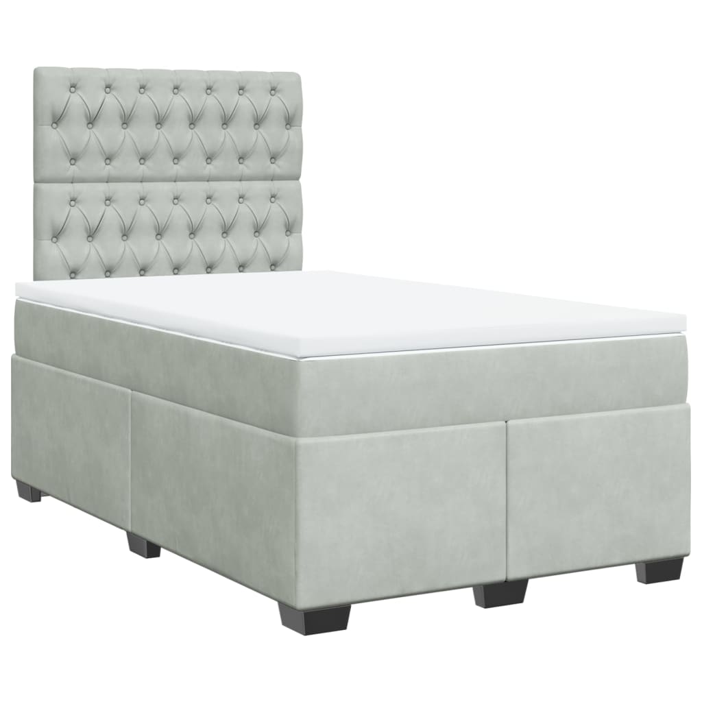 Boxspring met matras fluweel lichtgrijs 120x190 cm is nu te koop bij PeponiXL, paradijselijk wonen!