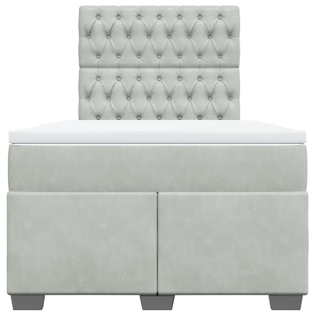 Boxspring met matras fluweel lichtgrijs 120x190 cm is nu te koop bij PeponiXL, paradijselijk wonen!
