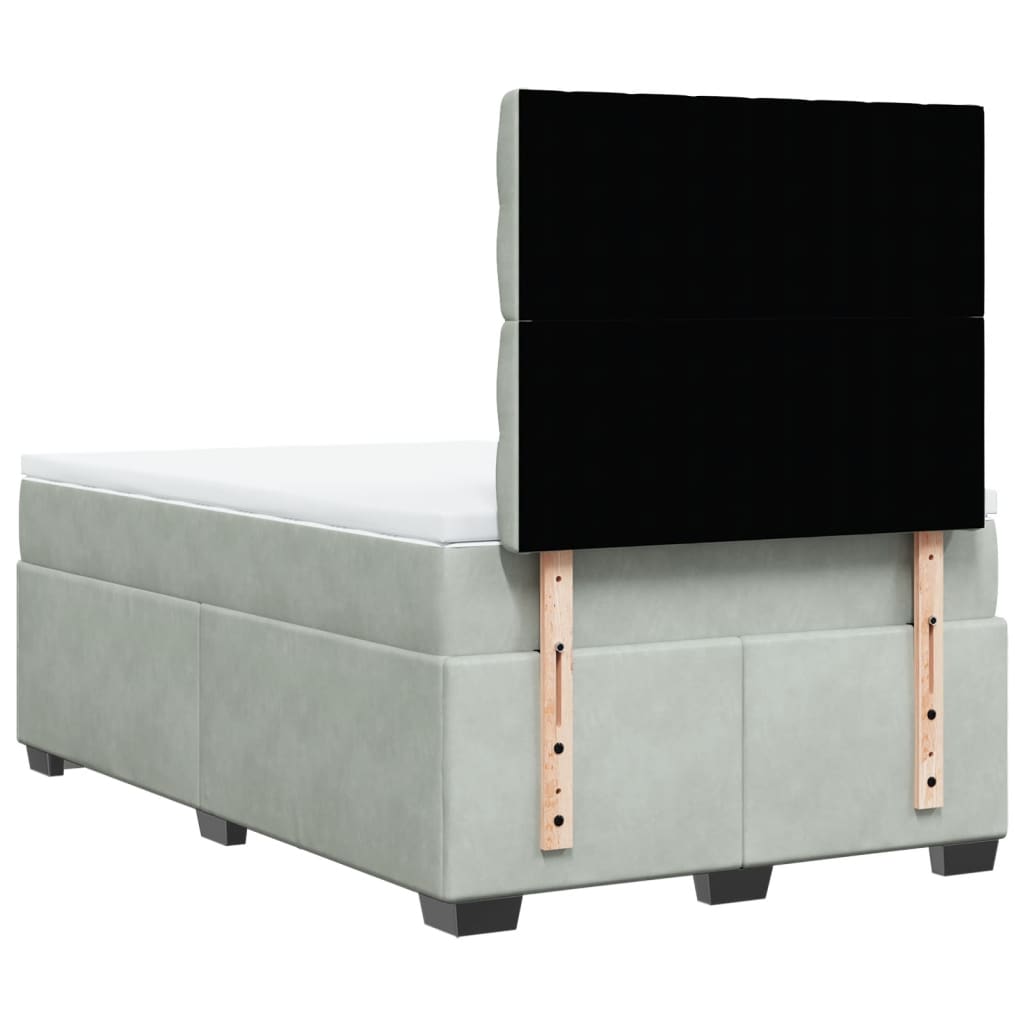 Boxspring met matras fluweel lichtgrijs 120x190 cm is nu te koop bij PeponiXL, paradijselijk wonen!