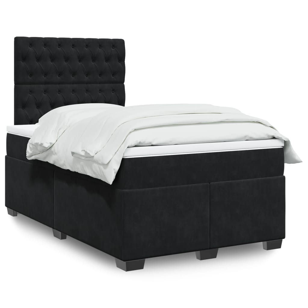 Boxspring met matras fluweel zwart 120x190 cm is nu te koop bij PeponiXL, paradijselijk wonen!