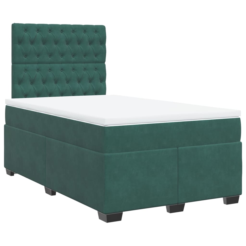 Boxspring met matras fluweel donkergroen 120x190 cm is nu te koop bij PeponiXL, paradijselijk wonen!