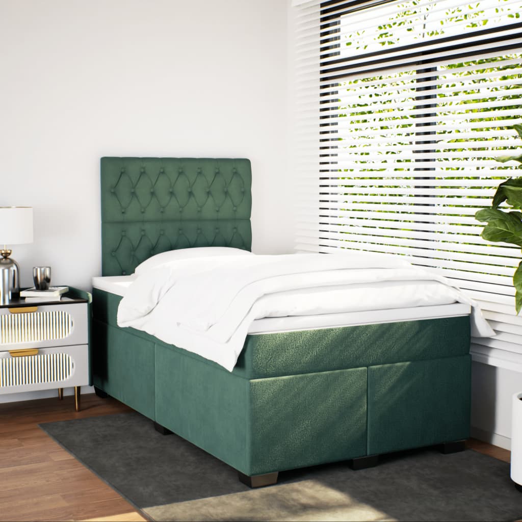 Boxspring met matras fluweel donkergroen 120x190 cm is nu te koop bij PeponiXL, paradijselijk wonen!
