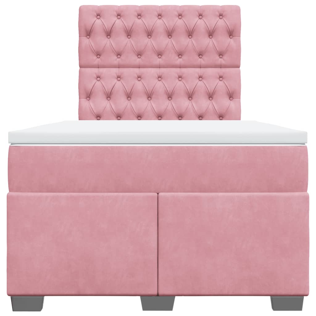 Boxspring met matras fluweel roze 120x190 cm is nu te koop bij PeponiXL, paradijselijk wonen!