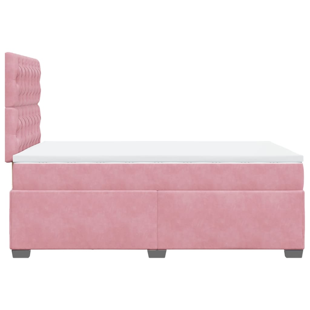 Boxspring met matras fluweel roze 120x190 cm is nu te koop bij PeponiXL, paradijselijk wonen!