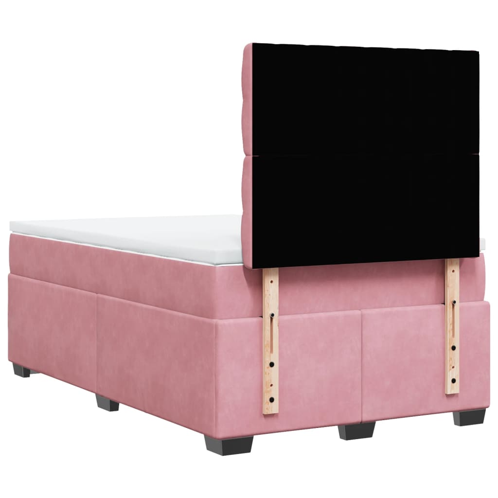 Boxspring met matras fluweel roze 120x190 cm is nu te koop bij PeponiXL, paradijselijk wonen!