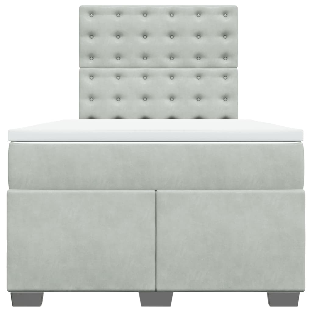 Boxspring met matras fluweel lichtgrijs 120x190 cm is nu te koop bij PeponiXL, paradijselijk wonen!