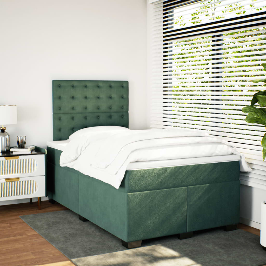 Boxspring met matras fluweel donkergroen 120x190 cm is nu te koop bij PeponiXL, paradijselijk wonen!