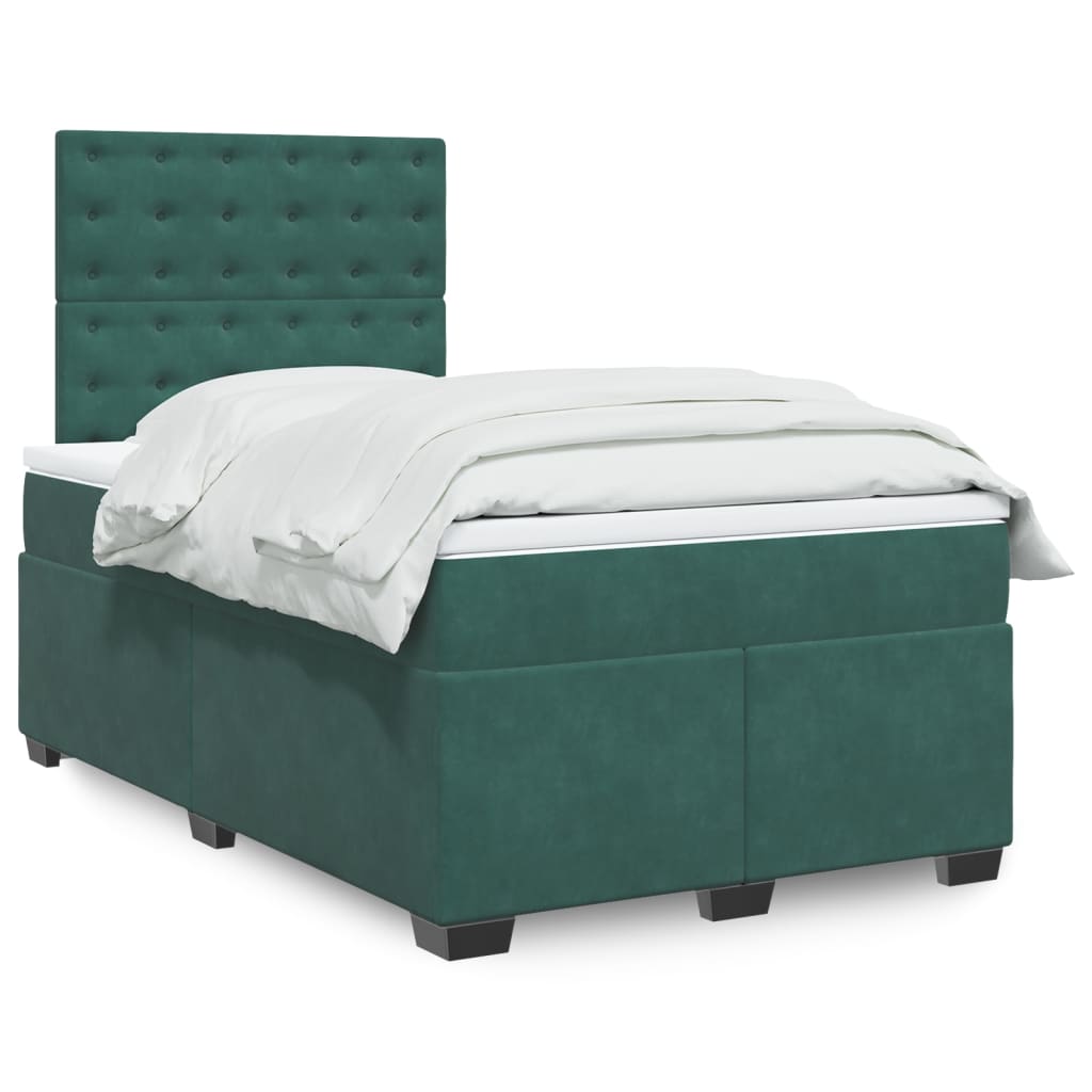 Boxspring met matras fluweel donkergroen 120x190 cm is nu te koop bij PeponiXL, paradijselijk wonen!