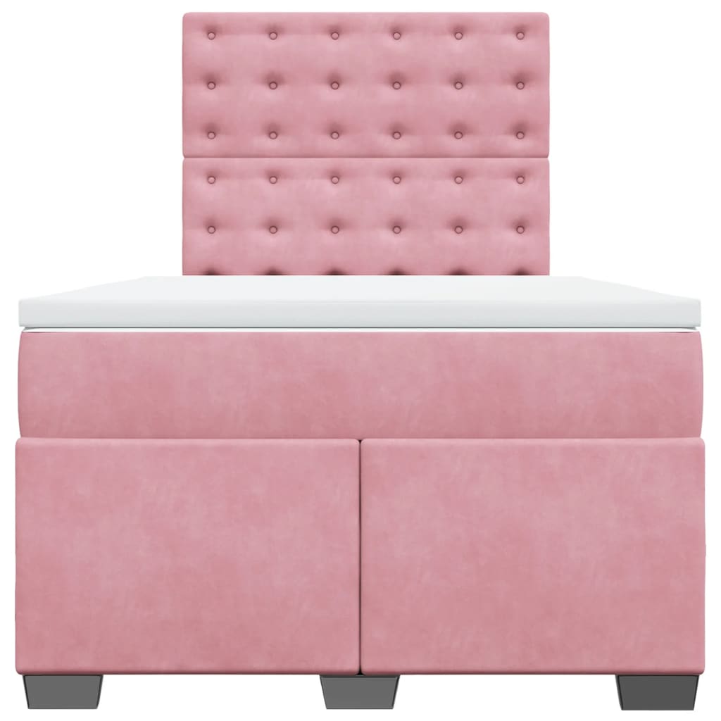 Boxspring met matras fluweel roze 120x190 cm is nu te koop bij PeponiXL, paradijselijk wonen!