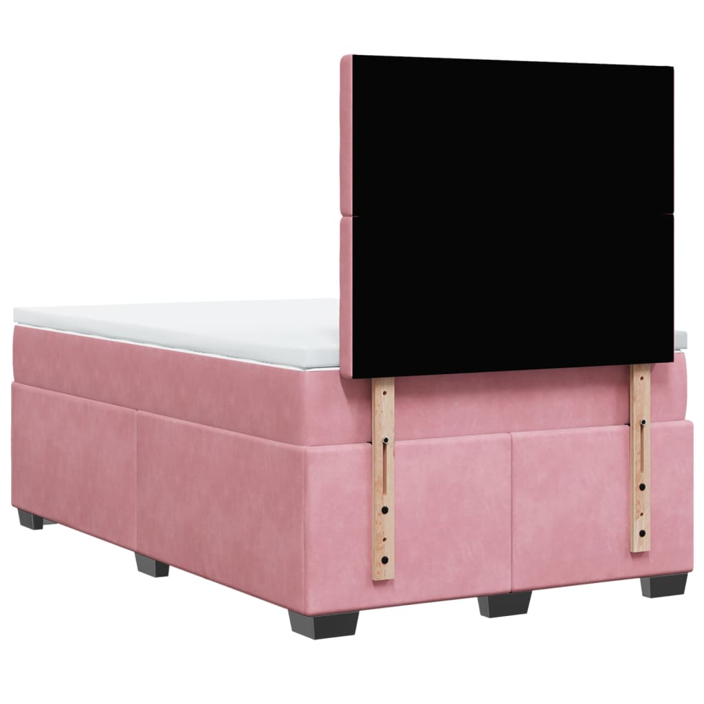 Boxspring met matras fluweel roze 120x190 cm is nu te koop bij PeponiXL, paradijselijk wonen!