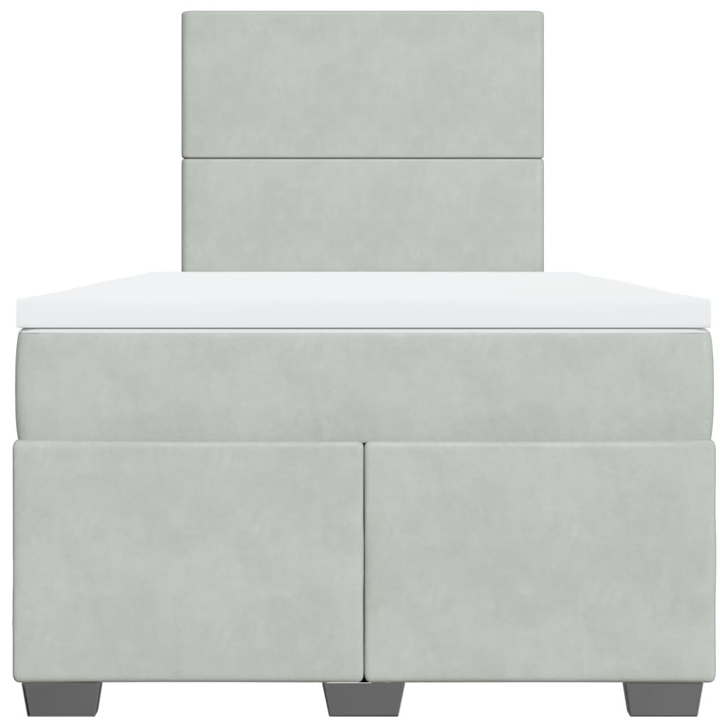 Boxspring met matras fluweel lichtgrijs 120x200 cm is nu te koop bij PeponiXL, paradijselijk wonen!