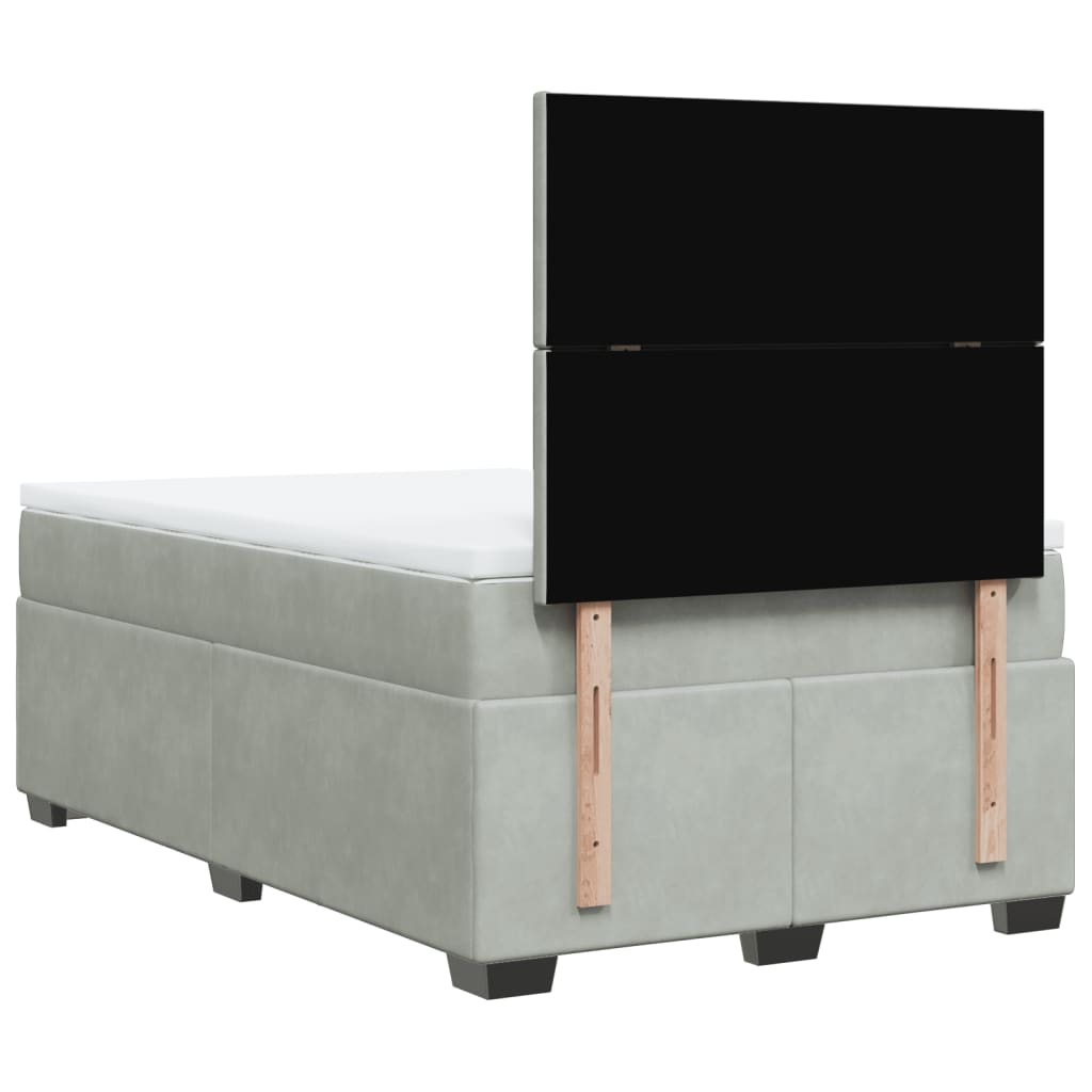 Boxspring met matras fluweel lichtgrijs 120x200 cm is nu te koop bij PeponiXL, paradijselijk wonen!