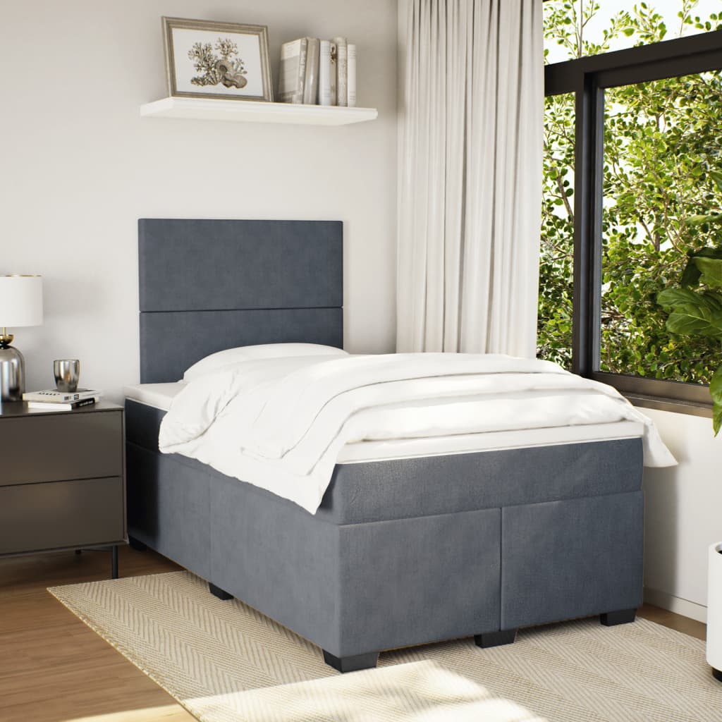 Boxspring met matras fluweel donkergrijs 120x200 cm is nu te koop bij PeponiXL, paradijselijk wonen!