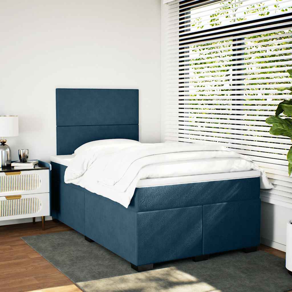 Boxspring met matras fluweel blauw 120x200 cm is nu te koop bij PeponiXL, paradijselijk wonen!
