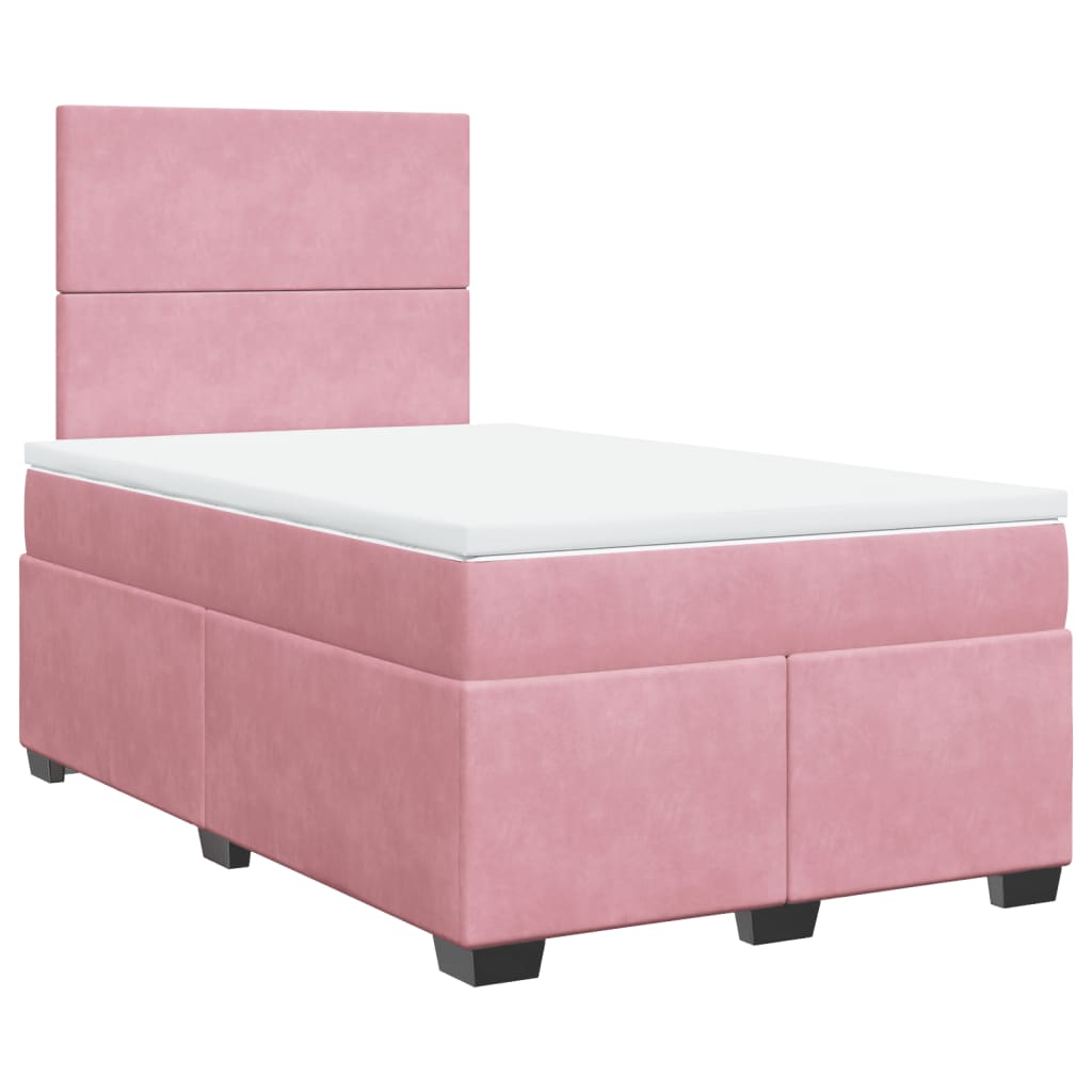 Boxspring met matras fluweel roze 120x200 cm is nu te koop bij PeponiXL, paradijselijk wonen!
