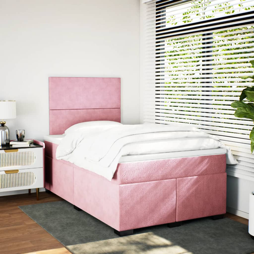 Boxspring met matras fluweel roze 120x200 cm is nu te koop bij PeponiXL, paradijselijk wonen!