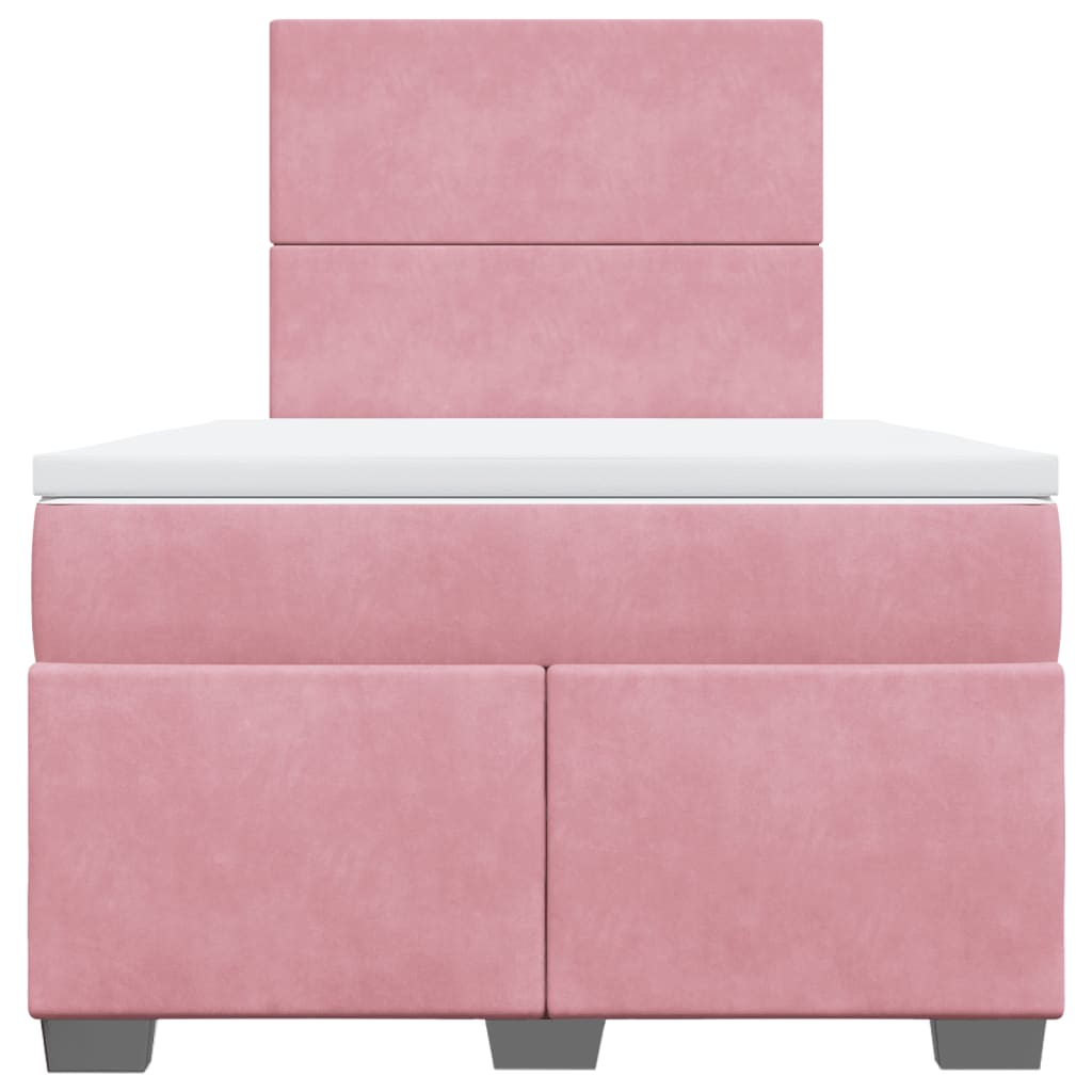 Boxspring met matras fluweel roze 120x200 cm is nu te koop bij PeponiXL, paradijselijk wonen!