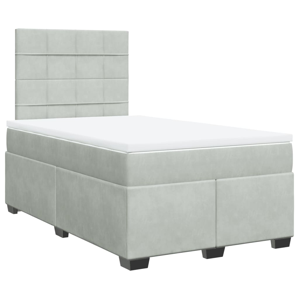 Boxspring met matras fluweel lichtgrijs 120x200 cm is nu te koop bij PeponiXL, paradijselijk wonen!