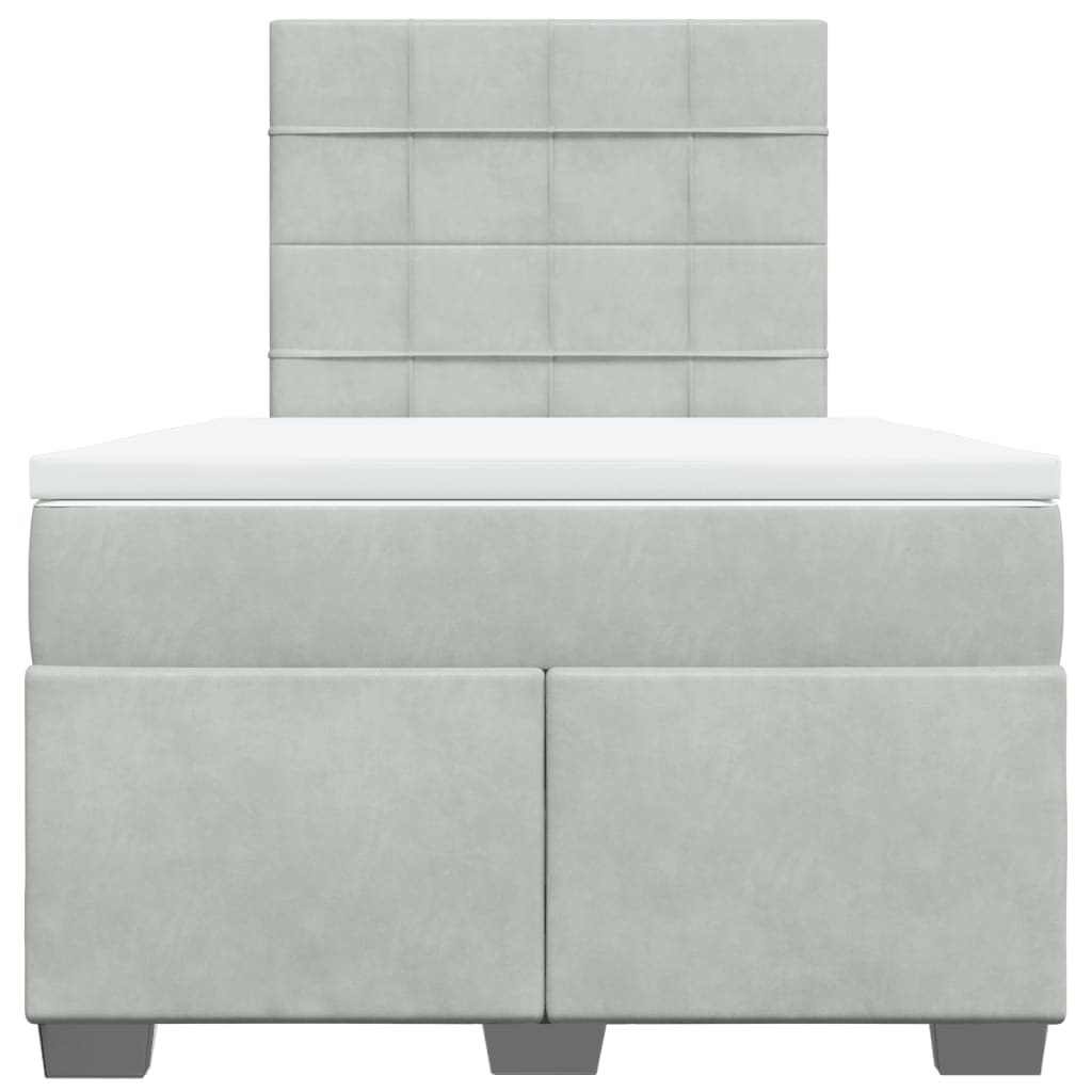 Boxspring met matras fluweel lichtgrijs 120x200 cm is nu te koop bij PeponiXL, paradijselijk wonen!