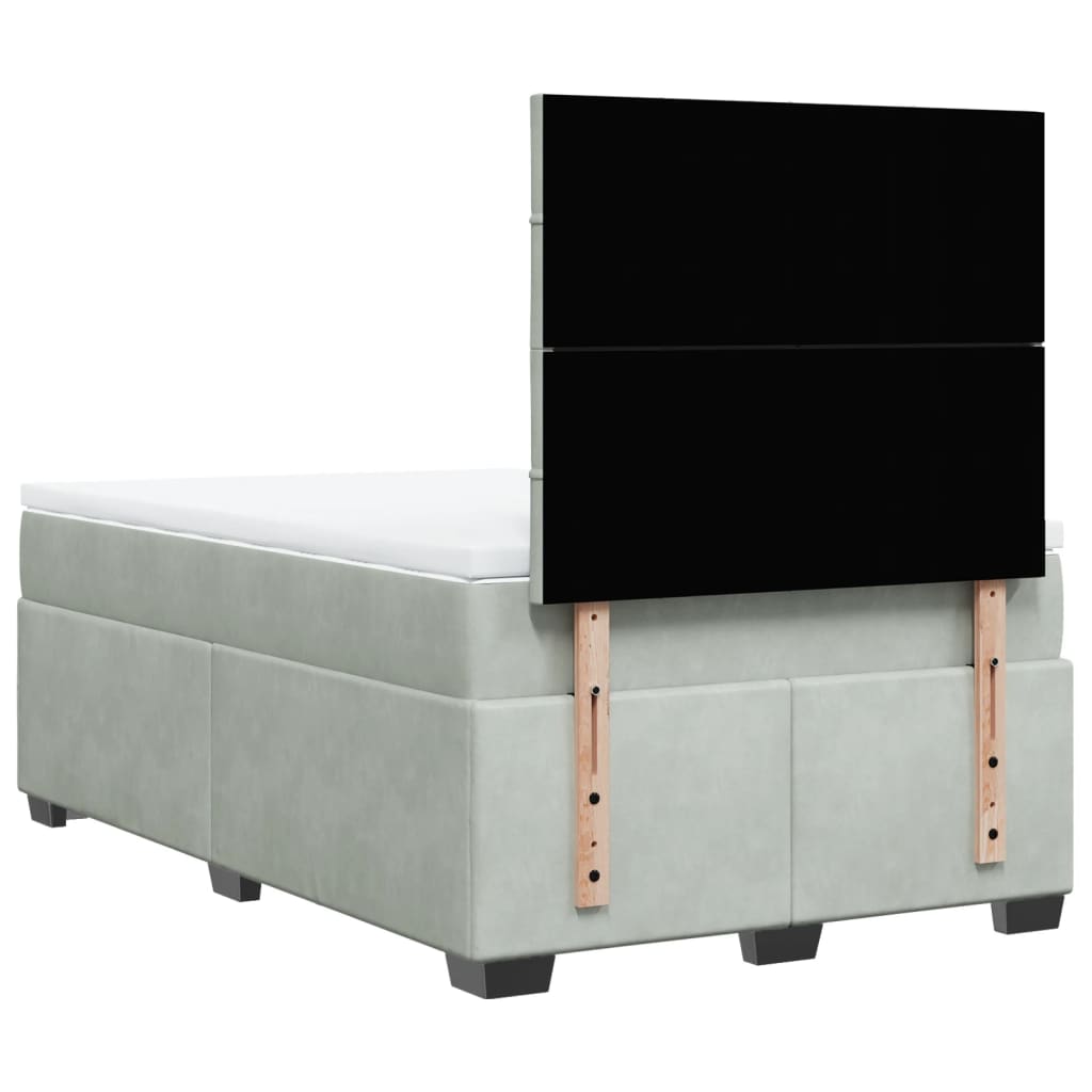 Boxspring met matras fluweel lichtgrijs 120x200 cm is nu te koop bij PeponiXL, paradijselijk wonen!