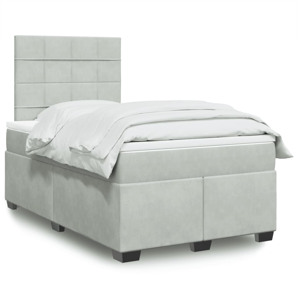 Boxspring met matras fluweel lichtgrijs 120x200 cm is nu te koop bij PeponiXL, paradijselijk wonen!