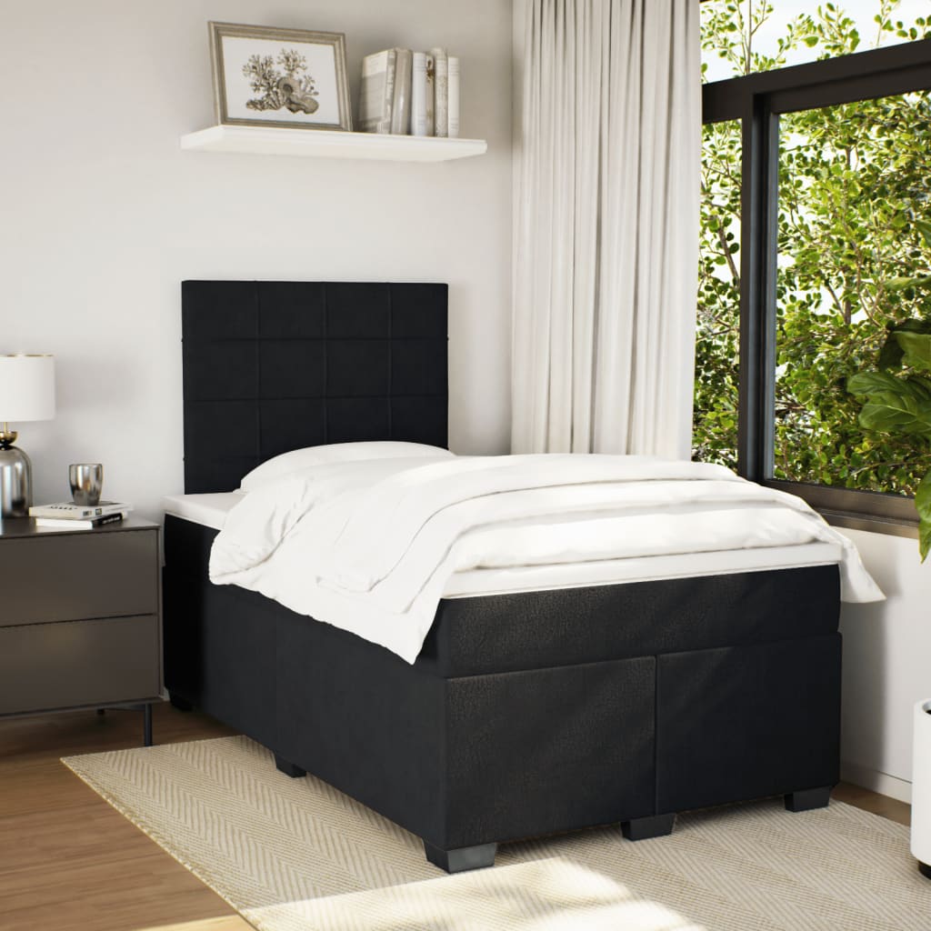 Boxspring met matras fluweel zwart 120x200 cm is nu te koop bij PeponiXL, paradijselijk wonen!