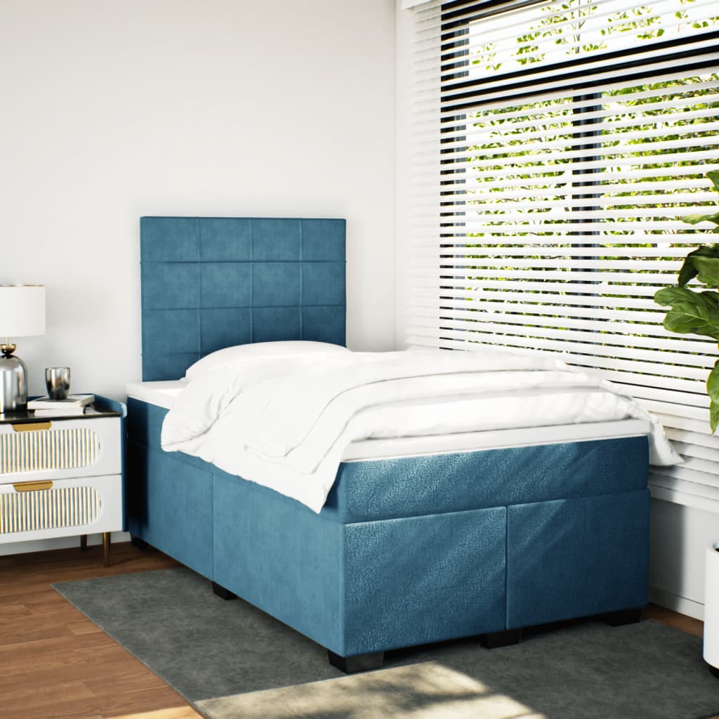 Boxspring met matras fluweel blauw 120x200 cm is nu te koop bij PeponiXL, paradijselijk wonen!