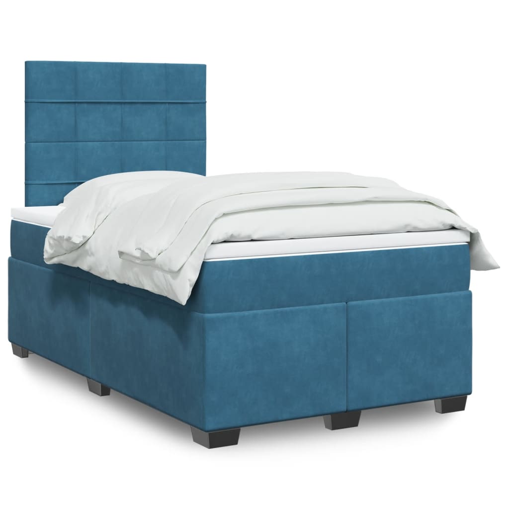 Boxspring met matras fluweel blauw 120x200 cm is nu te koop bij PeponiXL, paradijselijk wonen!