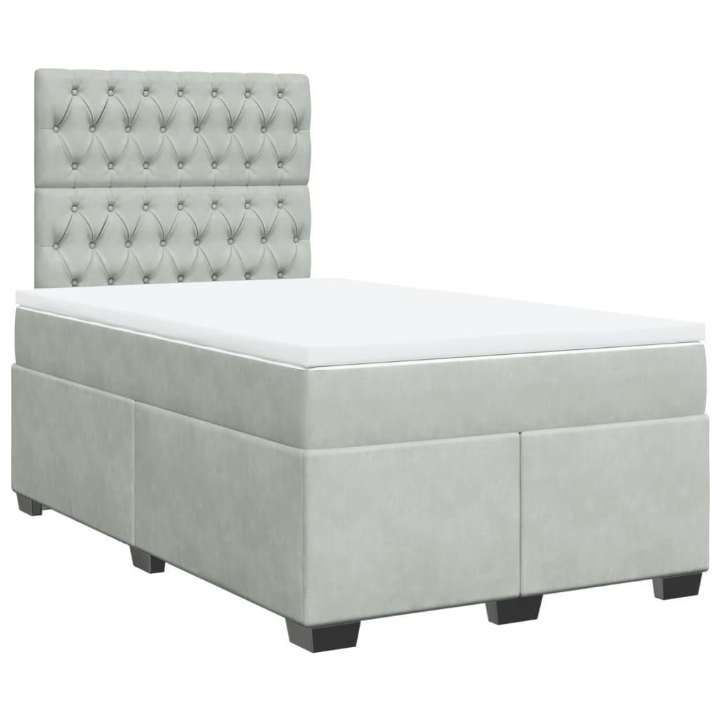 Boxspring met matras fluweel lichtgrijs 120x200 cm is nu te koop bij PeponiXL, paradijselijk wonen!