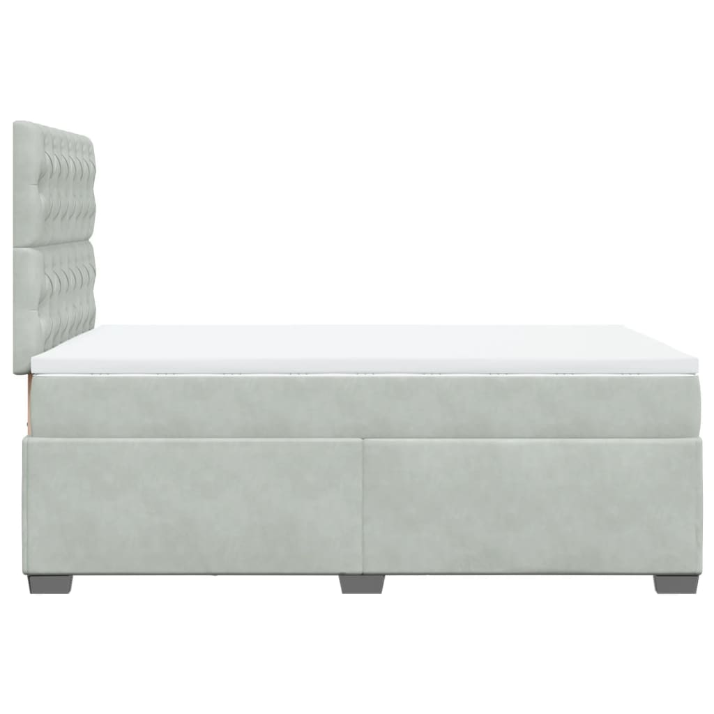 Boxspring met matras fluweel lichtgrijs 120x200 cm is nu te koop bij PeponiXL, paradijselijk wonen!