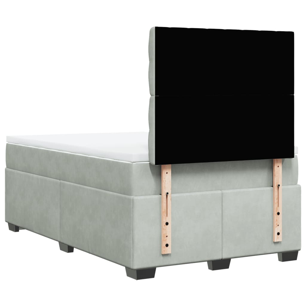 Boxspring met matras fluweel lichtgrijs 120x200 cm is nu te koop bij PeponiXL, paradijselijk wonen!