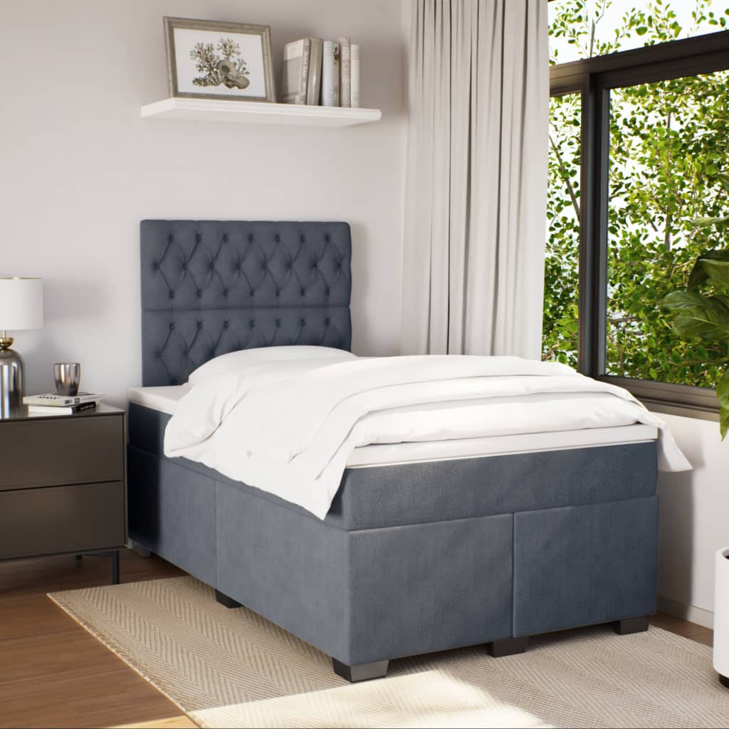 Boxspring met matras fluweel donkergrijs 120x200 cm is nu te koop bij PeponiXL, paradijselijk wonen!