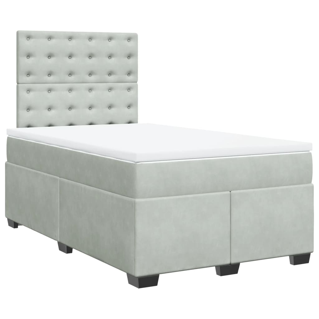 Boxspring met matras fluweel lichtgrijs 120x200 cm is nu te koop bij PeponiXL, paradijselijk wonen!